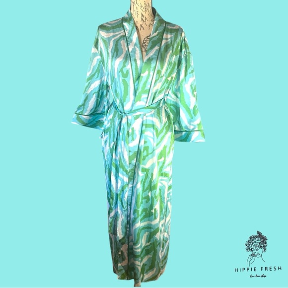 DVF xTarget Diane Von Furstenberg Satin Disco Zebra Green Robe Size S - Picture 5 of 8